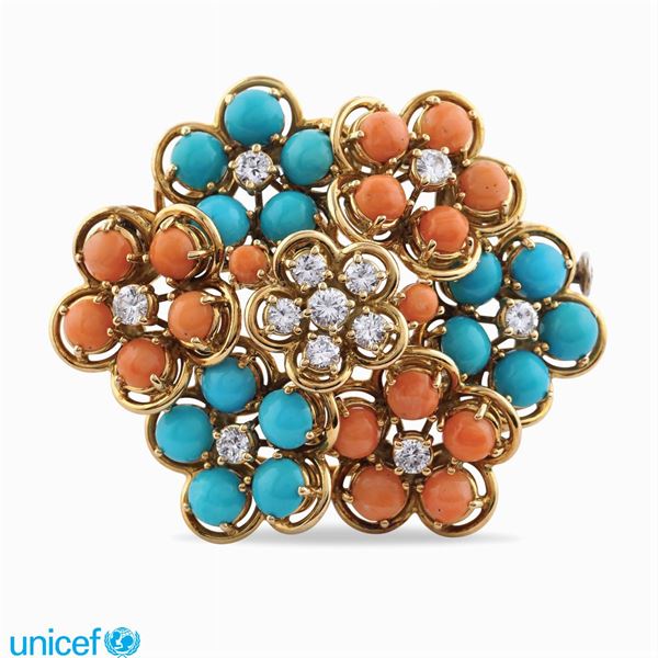 18kt gold floral pattern brooch  (1950/60ies)  - Auction Jewels AND Watches - Colasanti Casa d'Aste