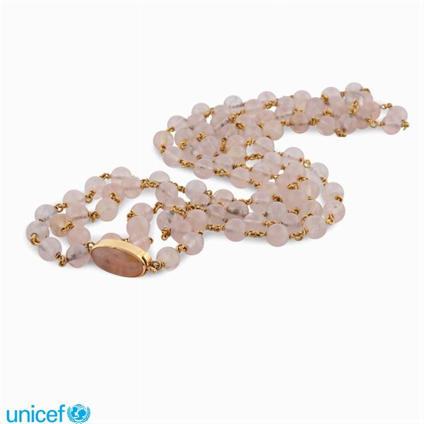 Collana ad un filo di quarzi rosa
