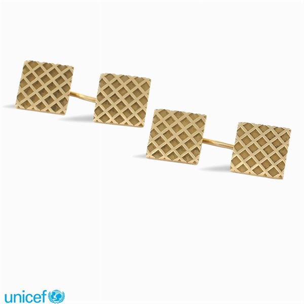 squared gold cuff links  (1940/50ies)  - Auction Jewels AND Watches - Colasanti Casa d'Aste