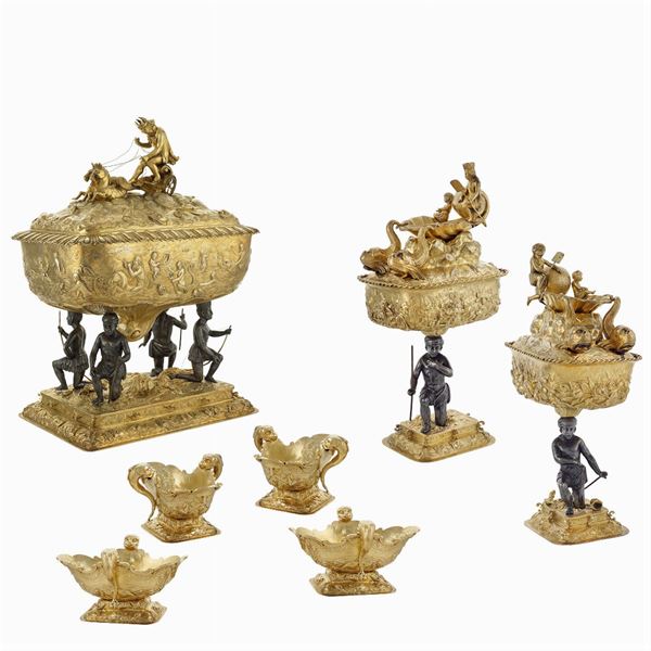 Important vermeil silver tableware service