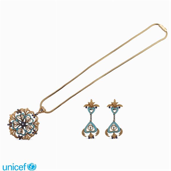 Parure in oro giallo 18kt a motivo di cuori