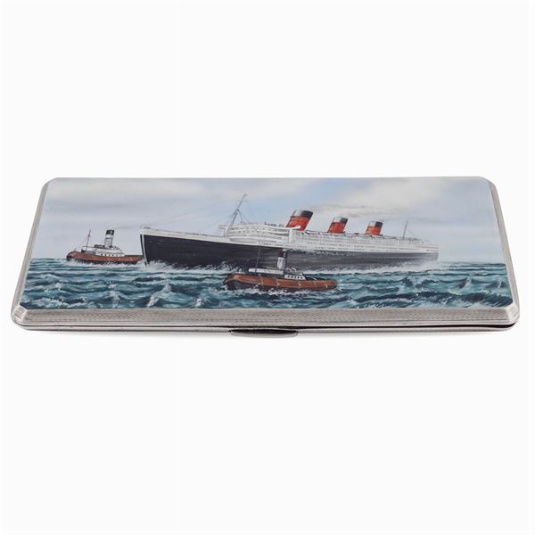 Silver and polychrome enamel sigarette box
