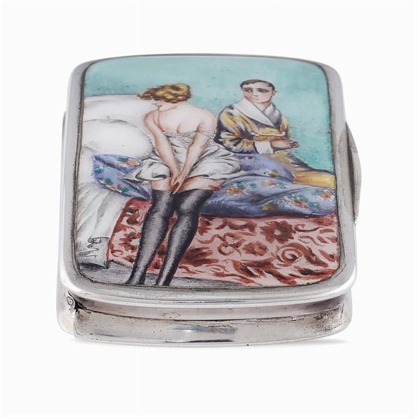 Silver and polychrome enamel snuff box