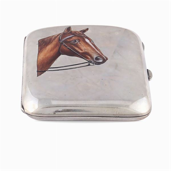 Silver and polychrome enamel sigarette box