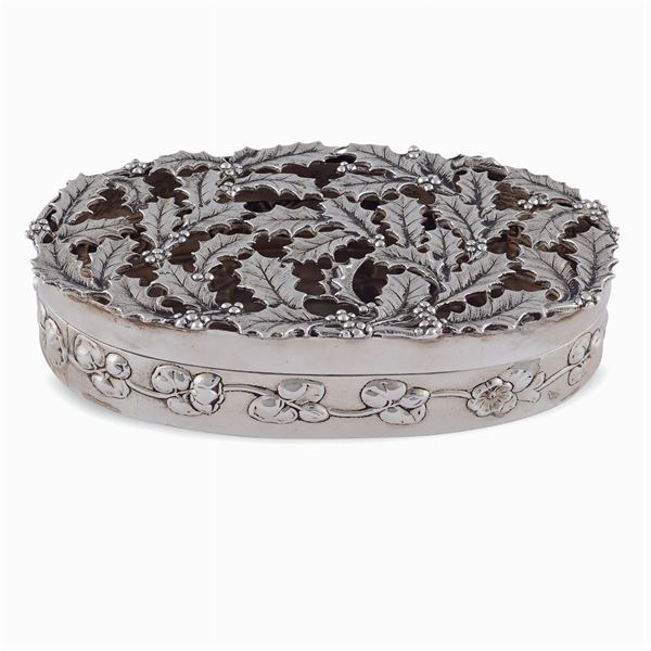 Oval shaped silver box