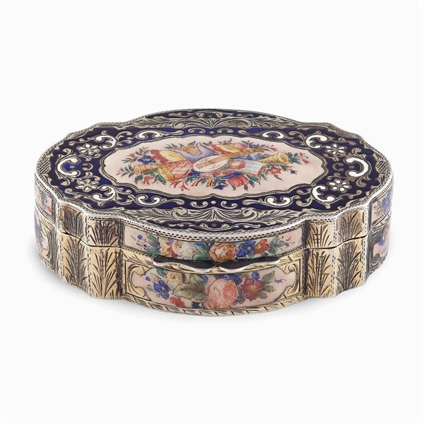Silver and polychrome enamel snuff box