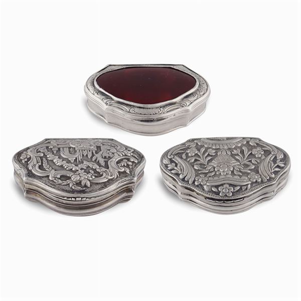 Three silver snuff boxes