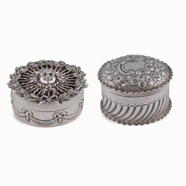 Two silver boxes
