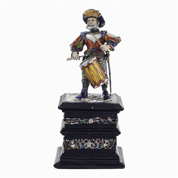 Silver, mother of pearl and enamel sculpture
