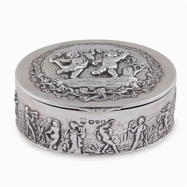 Oval silver box