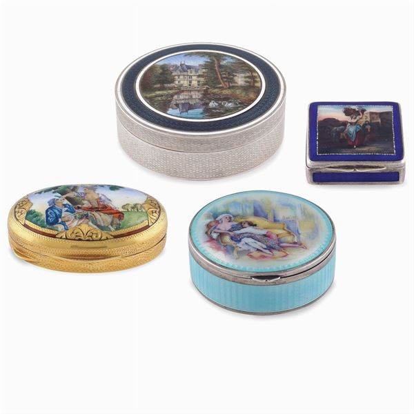 Four silver and enamel boxes  (19th - 20th century)  - Auction FINE SILVER AND TABLEWARE - Colasanti Casa d'Aste