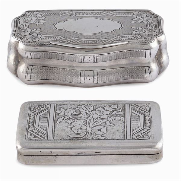 Two silver snuff boxes