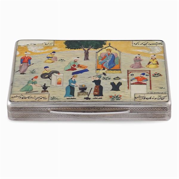 Silver and bone snuff box