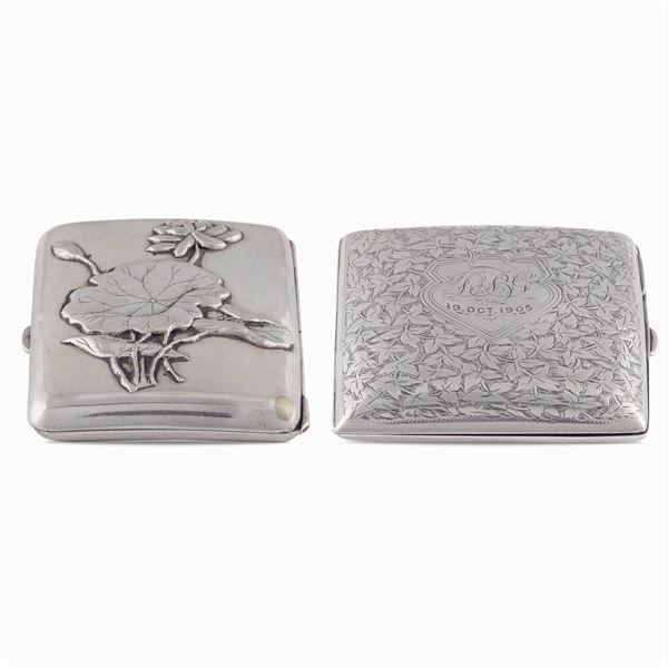 Two silver sigarette boxes