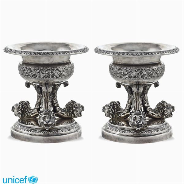 Pair of silver salt cellars