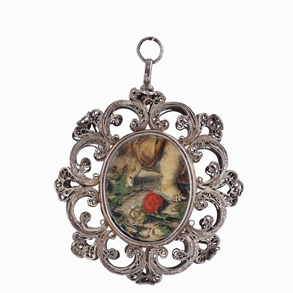 Silver and filigree reliquary pendant