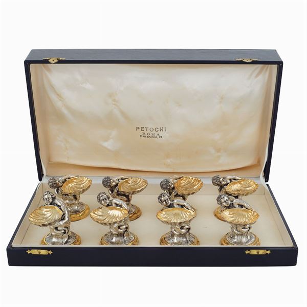 Luigi Avolio, eight silver and vermeil silver salt cellars