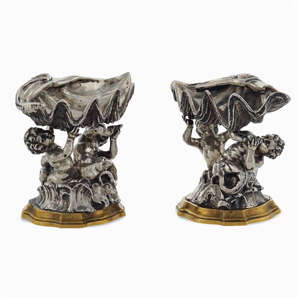 Luigi Avolio, attributed, pair of silver sculptures