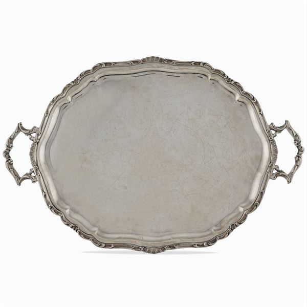Two handled silver tray