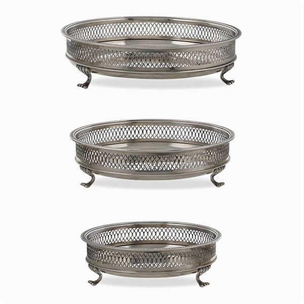 Set of three silver centerpieces