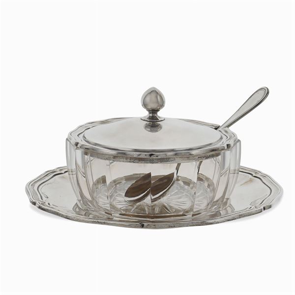 Silver and glass cheese bowl  (Italy, 20th century)  - Auction FINE SILVER AND TABLEWARE - Colasanti Casa d'Aste