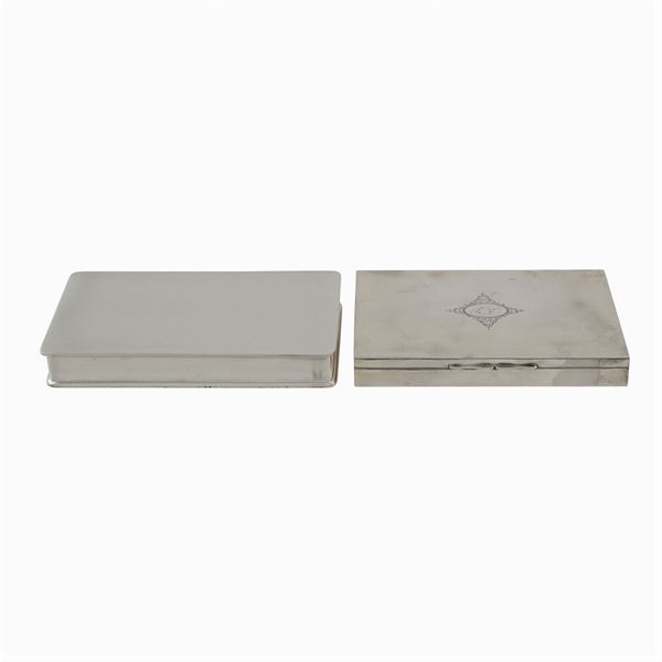 Two silver sigarette boxes