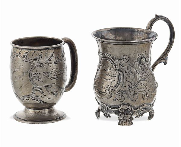 Two silver mugs