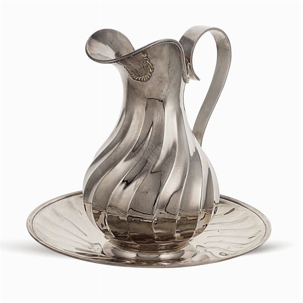 Silver jug and plate