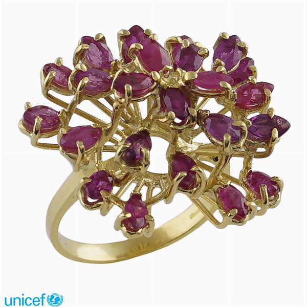 18kt gold floral pattern ring