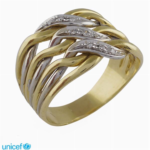 18kt yellow and white gold band ring