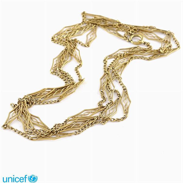 Lunga collana in oro giallo 14kt  (primi '900)  - Asta UNICEF ASTA A TEMPO ONLINE - Colasanti Casa d'Aste