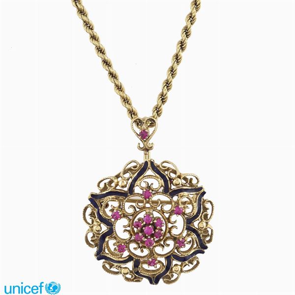 18kt gold pendant brooch