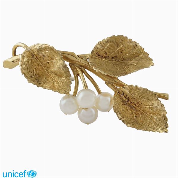 18kt satin gold brooch  (1950/60ies)  - Auction UNICEF ONLINE TIMED AUCTION - Colasanti Casa d'Aste