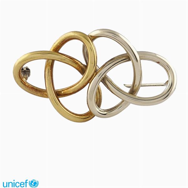 18kt yellow and white gold brooch