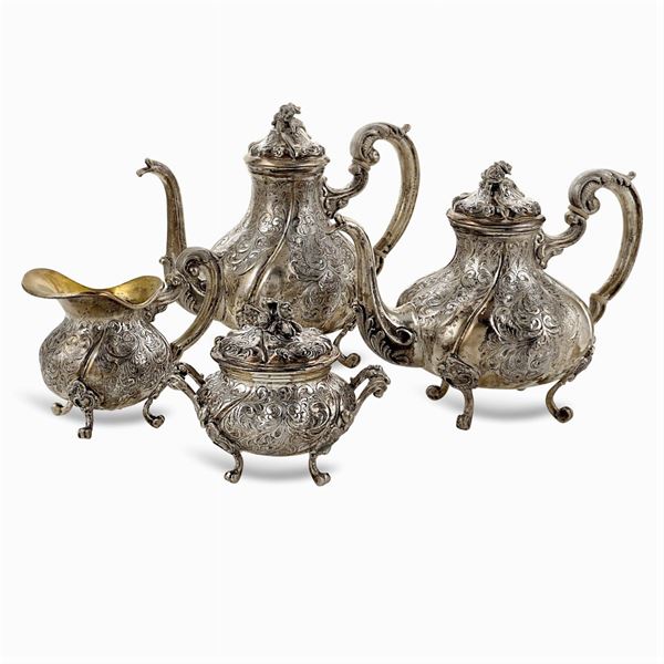 Silver and vermeil coffee and tea service (4)  (Italy, 20th century)  - Auction Fine Silver & The Art of the Table - Colasanti Casa d'Aste