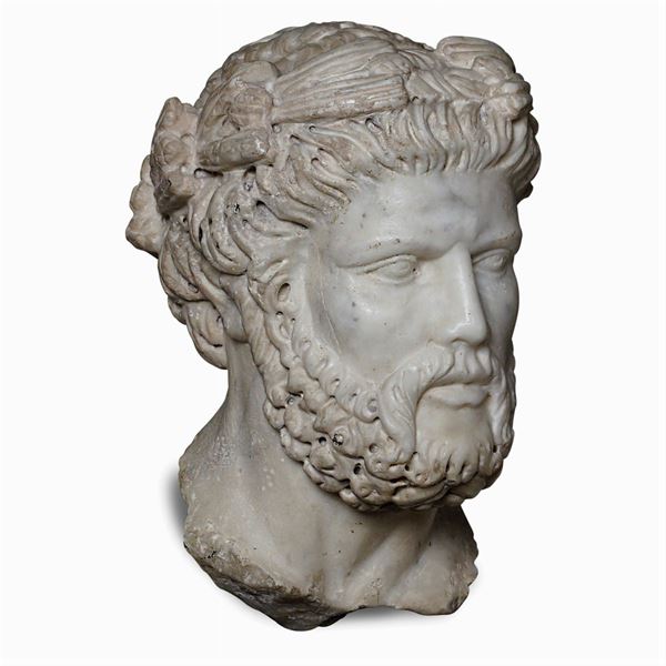 White statuary marble head