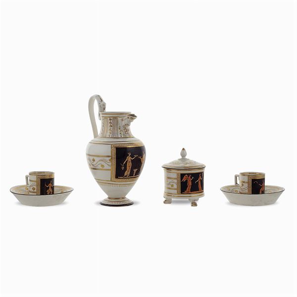 White and partially golden porcelain service