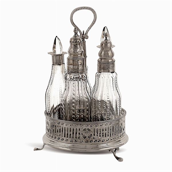 Five ampoules silver oil jug  (probably England, late 19th century)  - Auction Fine Silver & The Art of the Table - Colasanti Casa d'Aste
