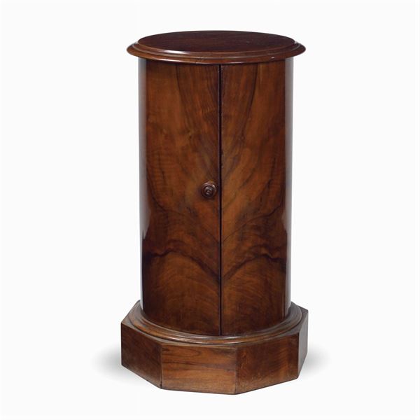 Cylindric walnut side table  (19th - 20th century)  - Auction Fine Art From a Tuscan Property - Colasanti Casa d'Aste