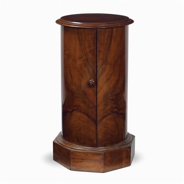 Cylindric walnut side table