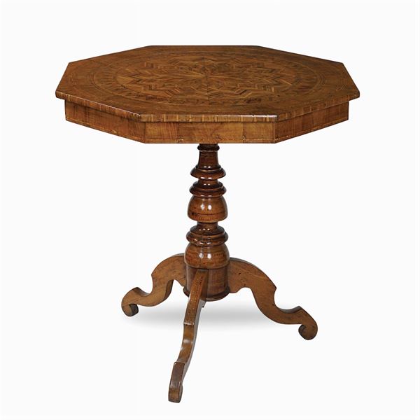 Inlaid walnut centerpiece table
