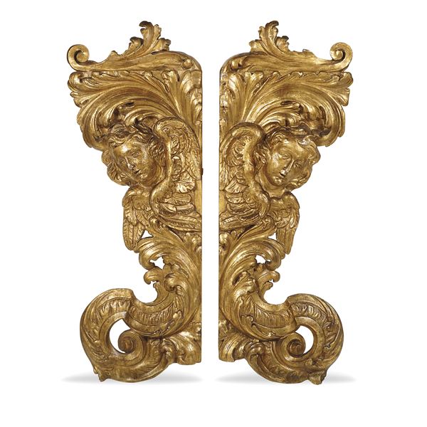 Due fregi in legno dorato e intagliato  (Roma, fine XVIII sec.)  - Asta FINE ART DA UNA DIMORA TOSCANA  - Colasanti Casa d'Aste