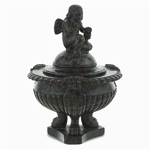 Green Prato marble inkwell