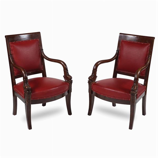 Coppia di sedie in stile Impero  (Francia, vecchia manifattura)  - Asta FINE ART DA UNA DIMORA TOSCANA  - Colasanti Casa d'Aste