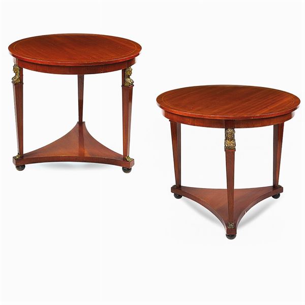 Pair of Impero style round tables