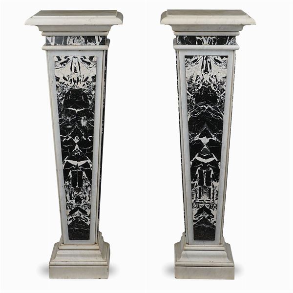 Pair of white Carrara marble stands