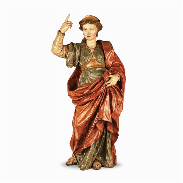 Sculpted and painted wood sculpture