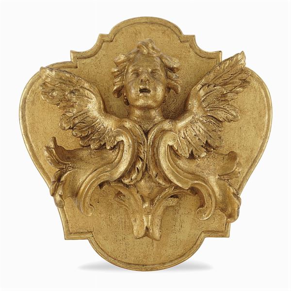 Inlaid and gilded wood frieze