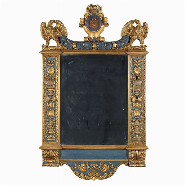 Gilded and lacquered wood mirror