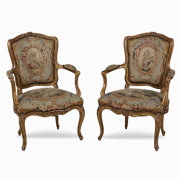 Pair of Louis XV style armchairs  (France, 19th century)  - Auction Fine Art From a Tuscan Property - Colasanti Casa d'Aste